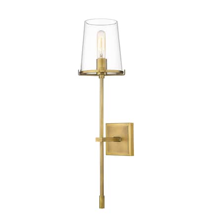 Z-Lite Callista 1 Light Wall Sconce, Rubbed Brass & Clear 3032-1S-RB